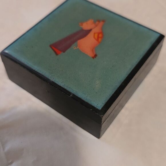 VTG Estate Sale Pig Trinket Box! Unique! 2x2 - Picture 3 of 9
